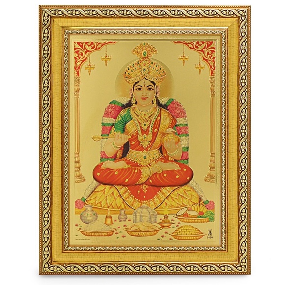 Annapurna Devi Golden Foil Print In Golden Frame - Picture 1 of 2
